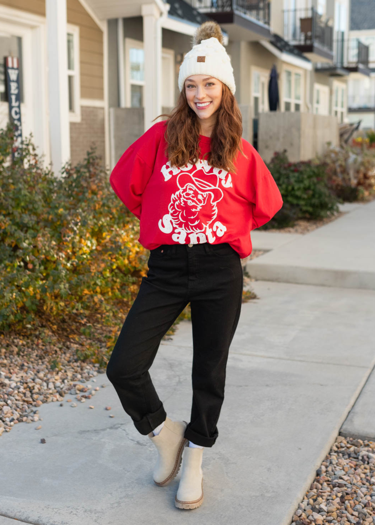 Long sleeve howdy santa sweater