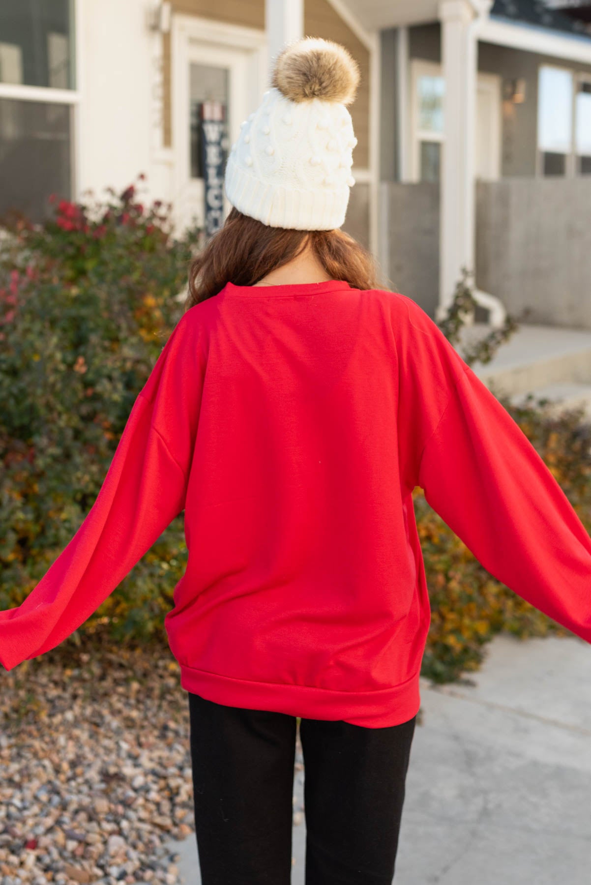 Back view of the howdy santa sweater