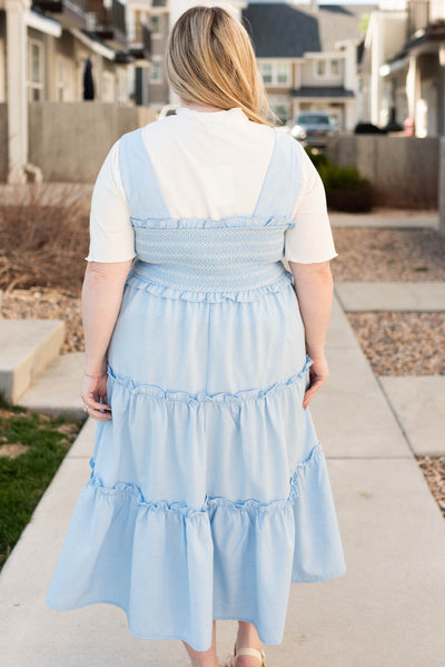 Back view of the plus size square neck dress
