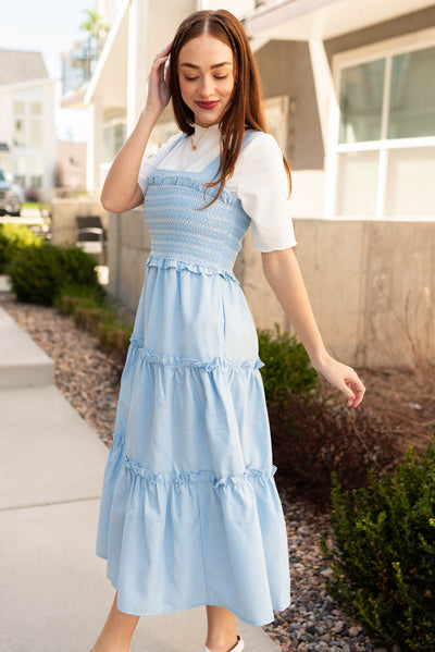 Blue square neck dress sundress