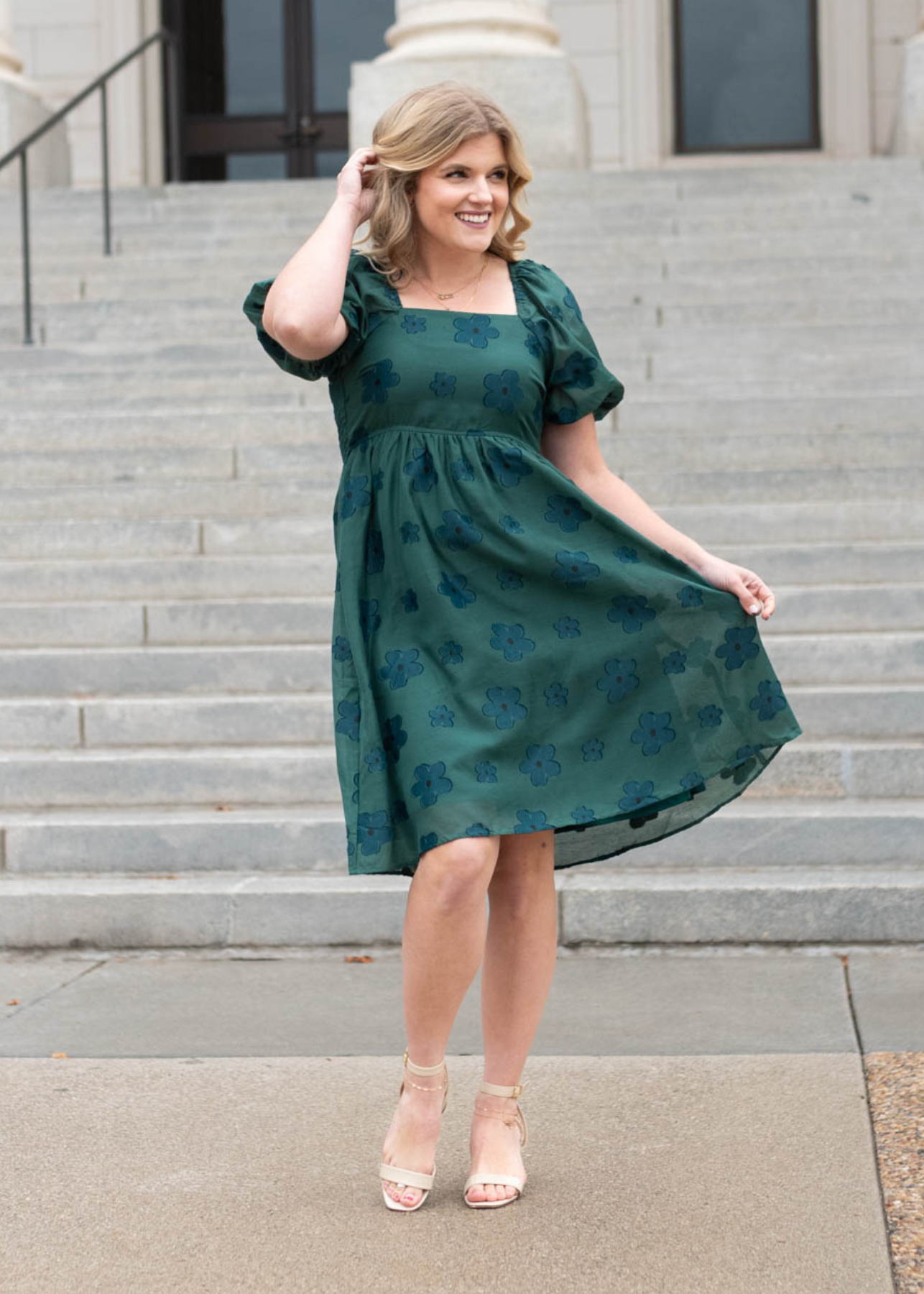 Hunter green floral dress