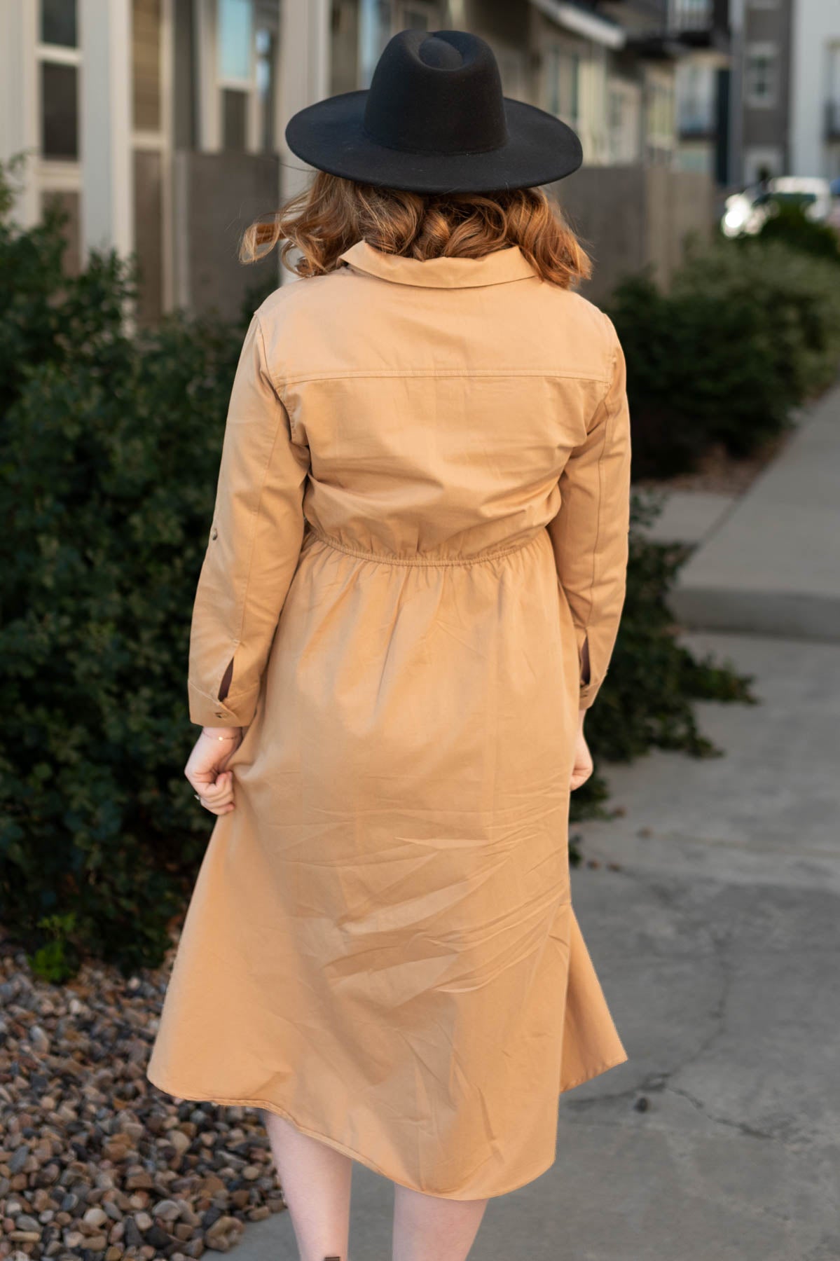 Back view of a camel dress