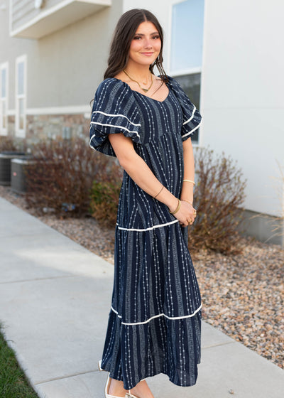 Navy floral pattern dress