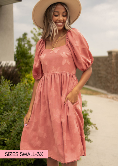 Dusty rose dress with pockets