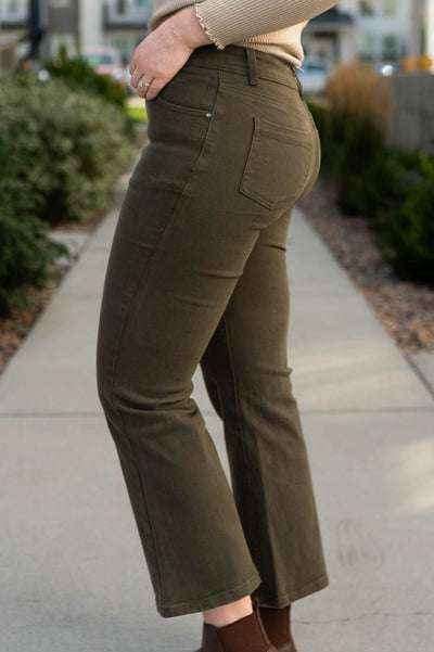 Side view of olive pants
