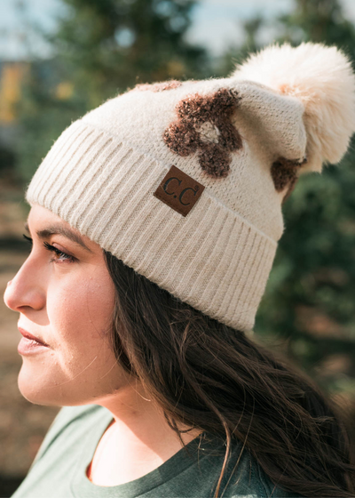 Heather beige daisy C.C Beanie