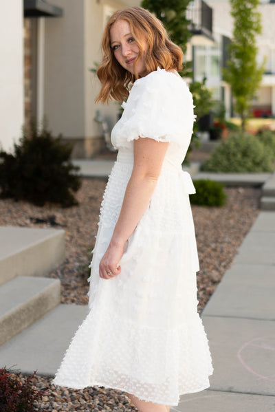 Side view of a white dress