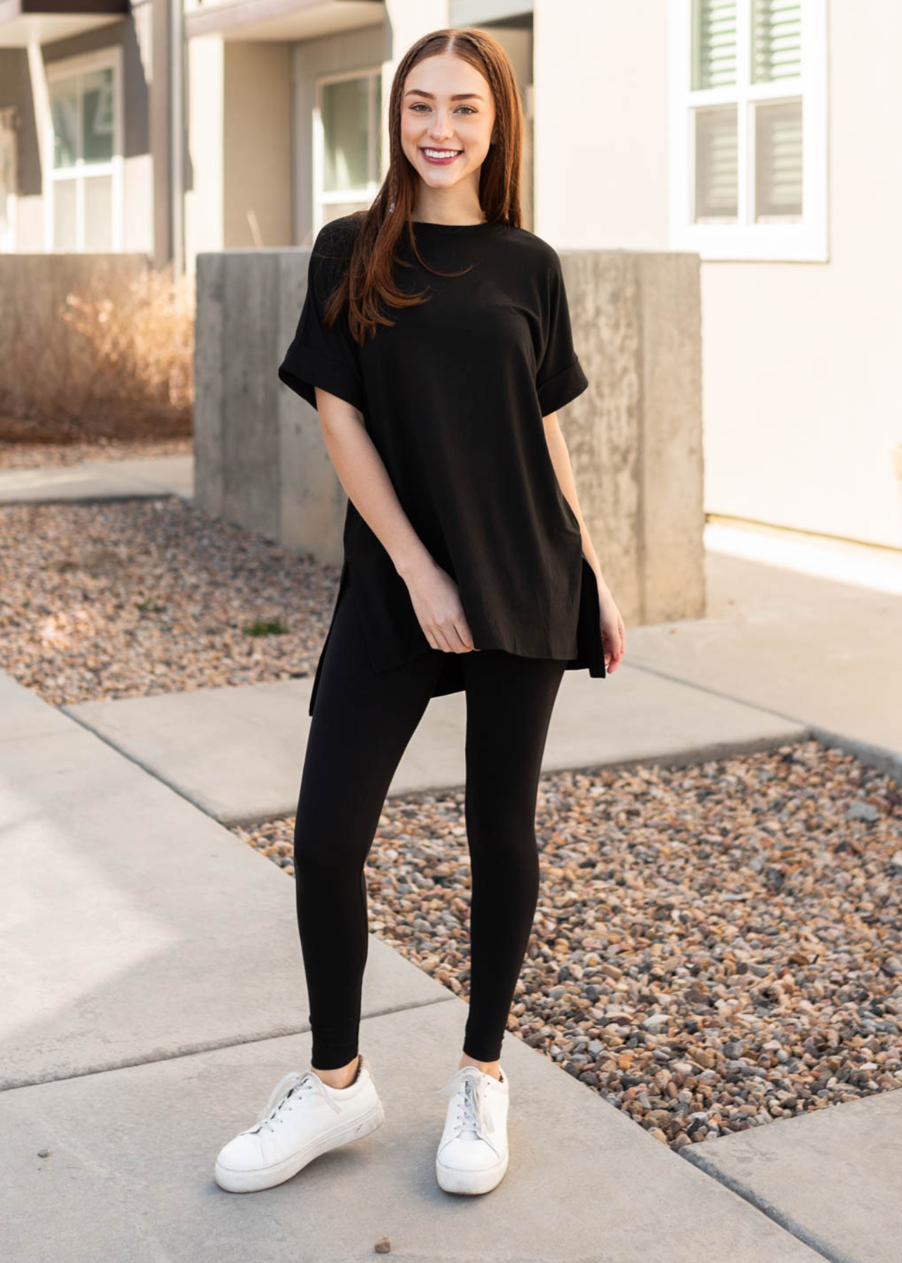 Black set with short sleeve tee and leggings