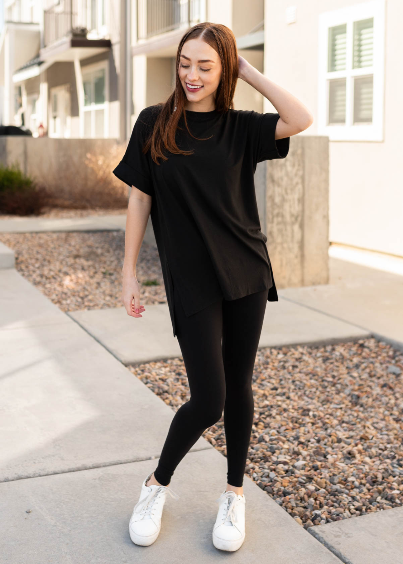 Black set with leggings and short sleeve tee