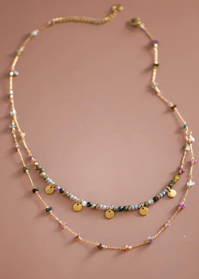 18K gold plated multi color necklace