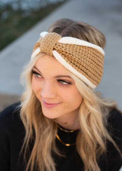 Taupe headband twist