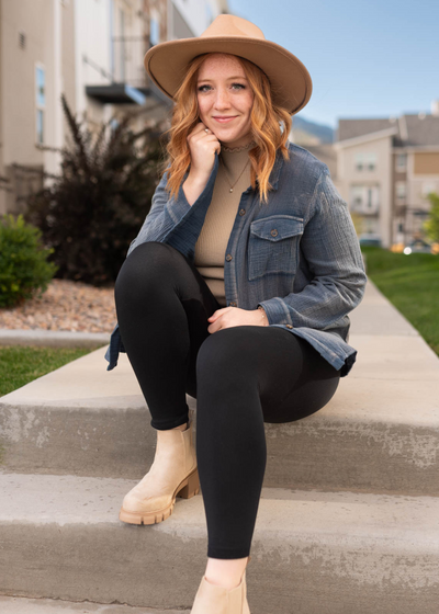 Long sleeve blue top