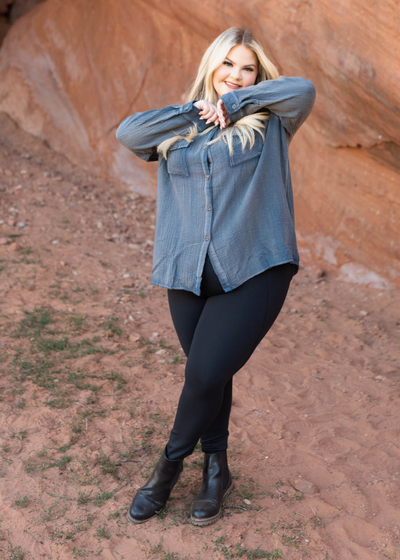 Plus size blue top