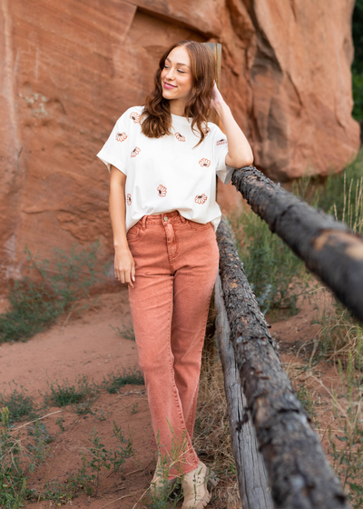 Straight leg rust pants