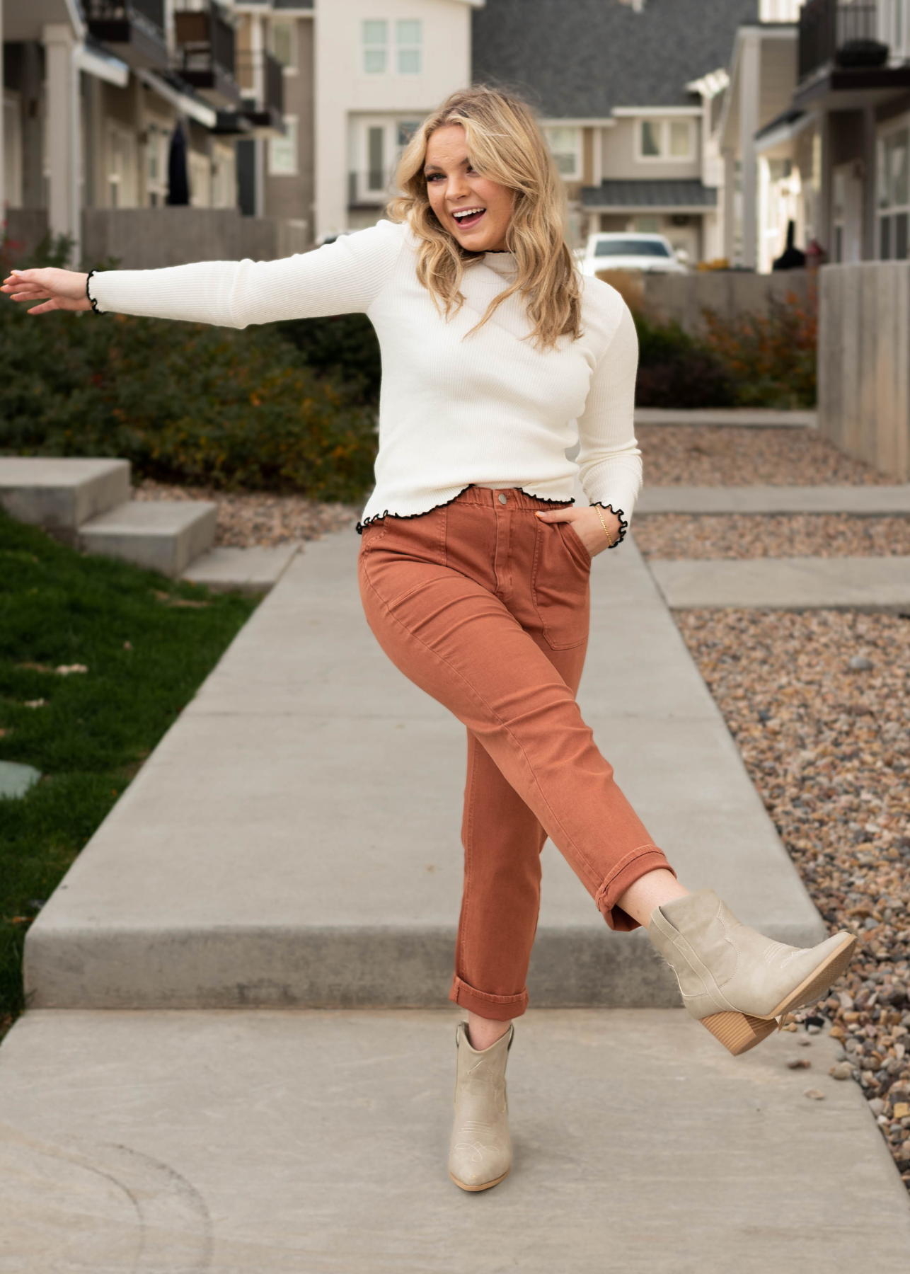 Ivory high neck rib top