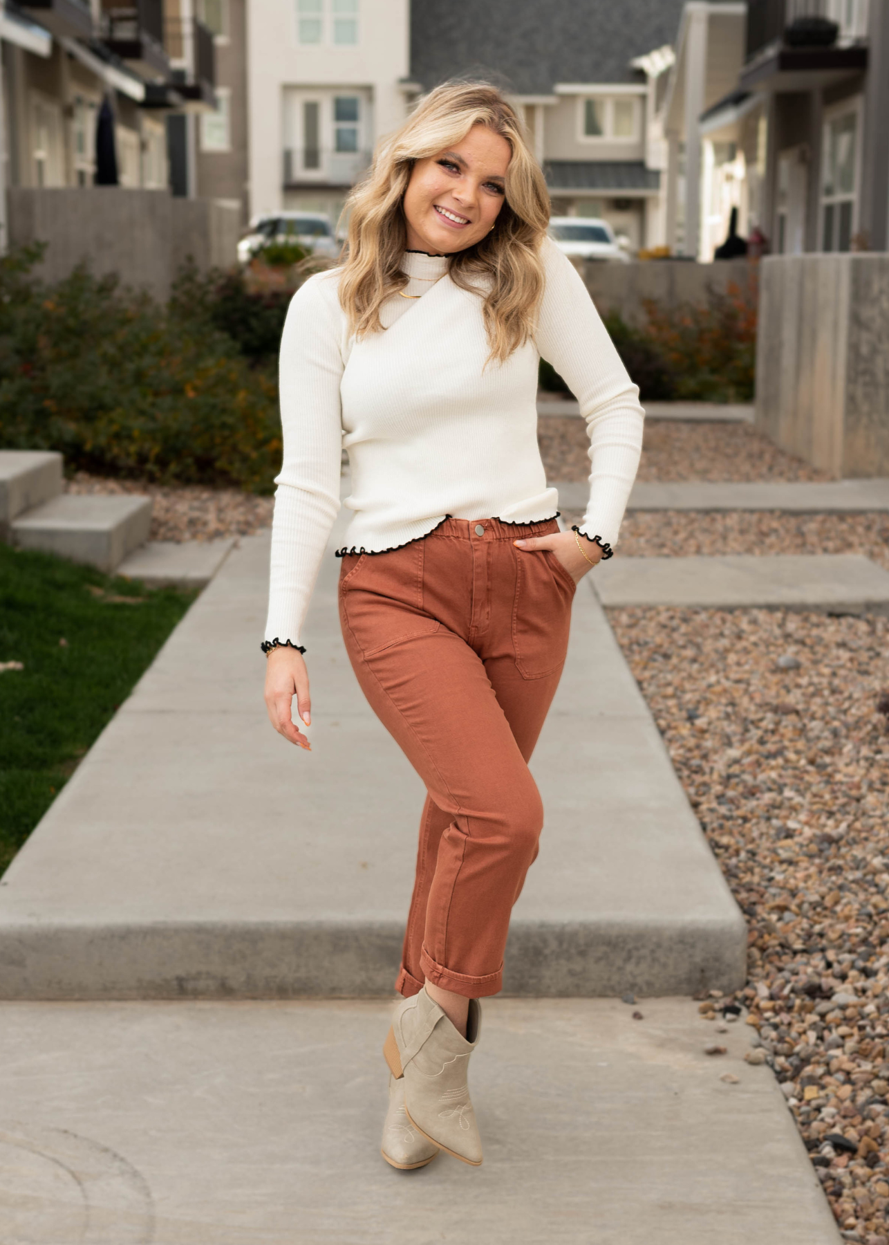 High neck rib top