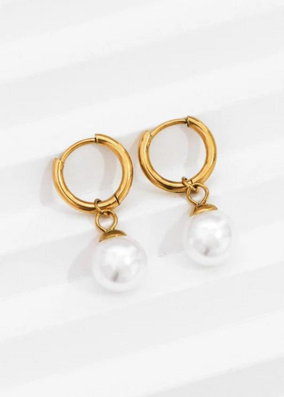 18K gold dipped pearl drop earrings