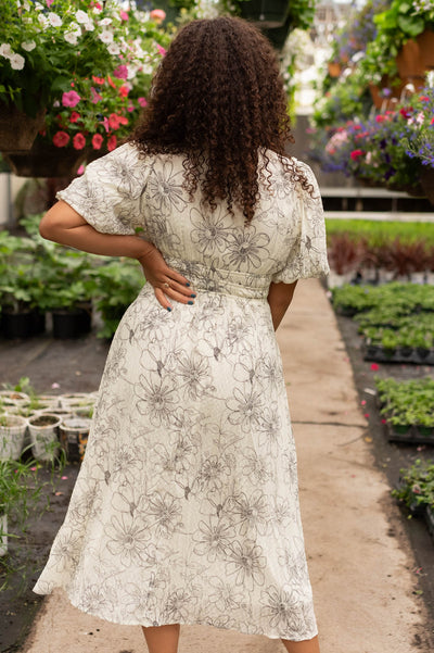 Jenelle Ivory Black Floral Print Dress