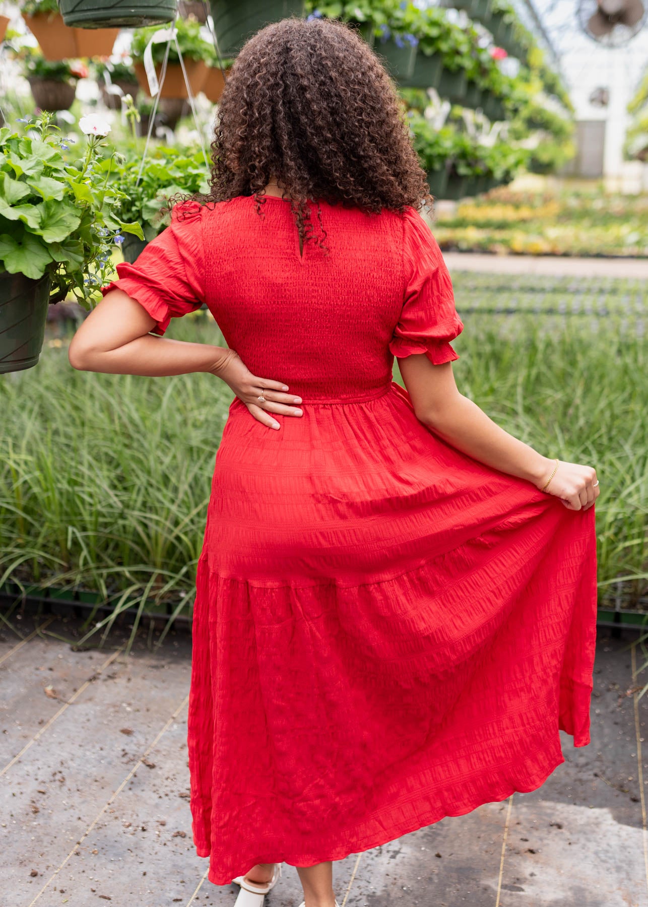 Joceline Red Smocked Dress