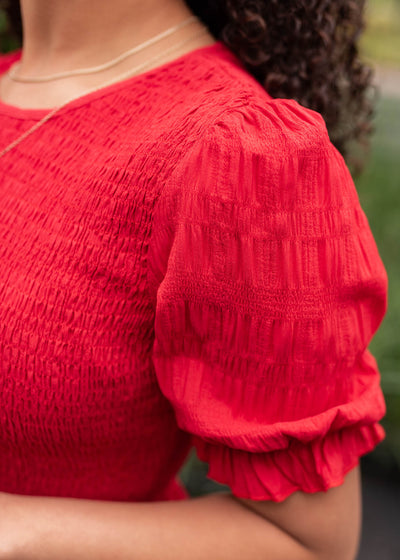 Joceline Red Smocked Dress