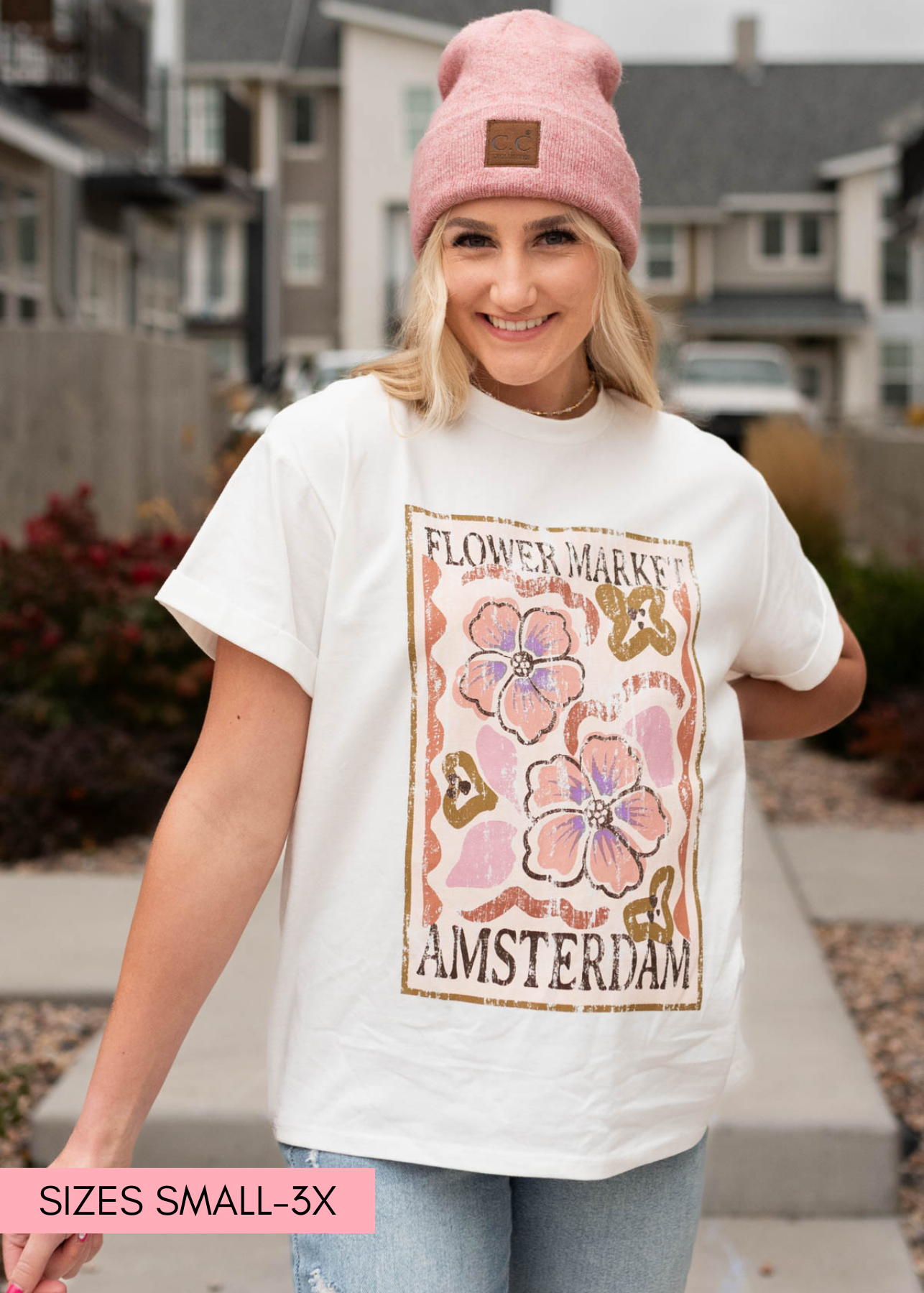 flower market t-shirt with short sleeves