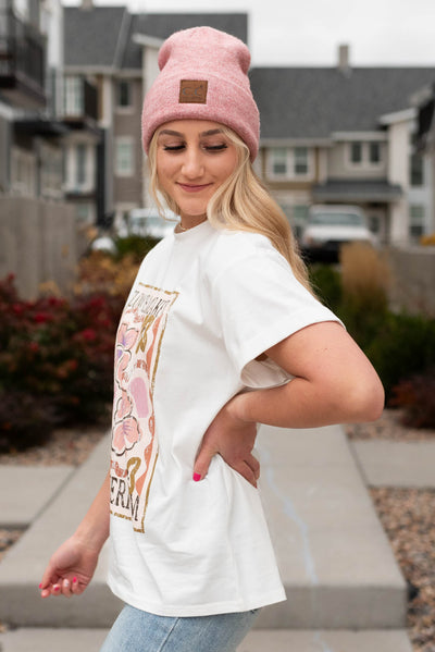 Side view of the flower market t-shirt