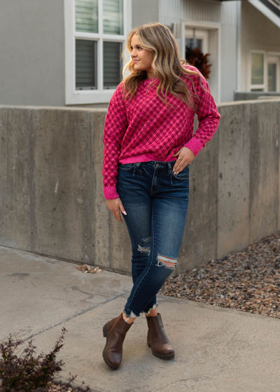Pink pattern sweater