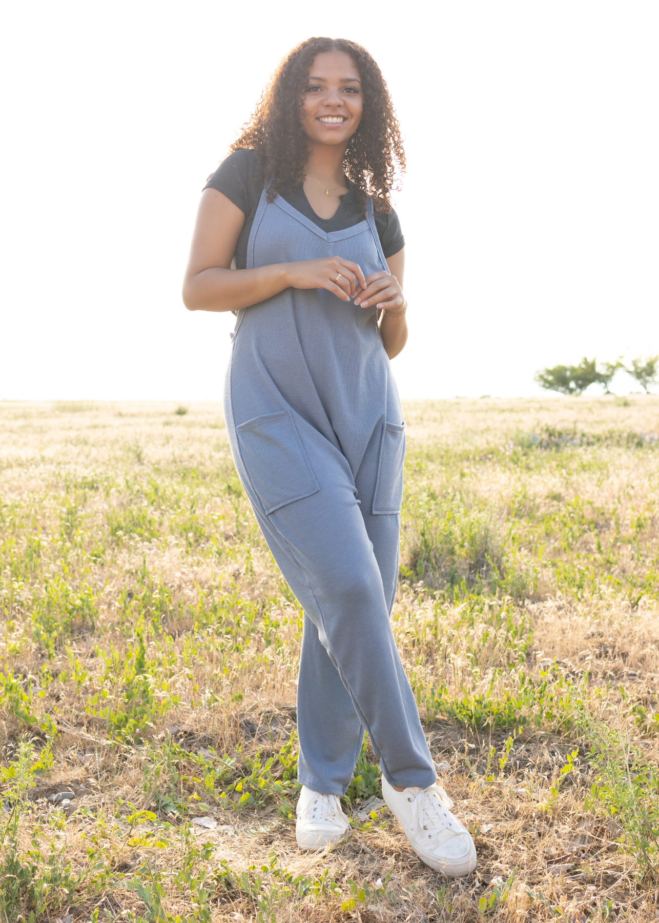 Chambray jumpsuit with pockets