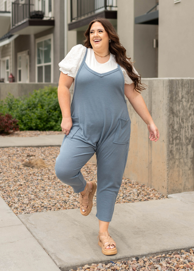Plus size chambray jumpsuit