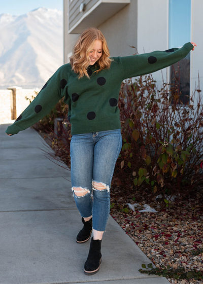 Green poka dot sweater