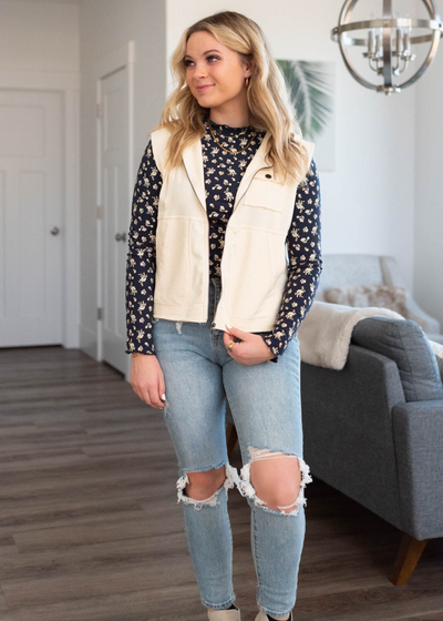 Zip up cream vest