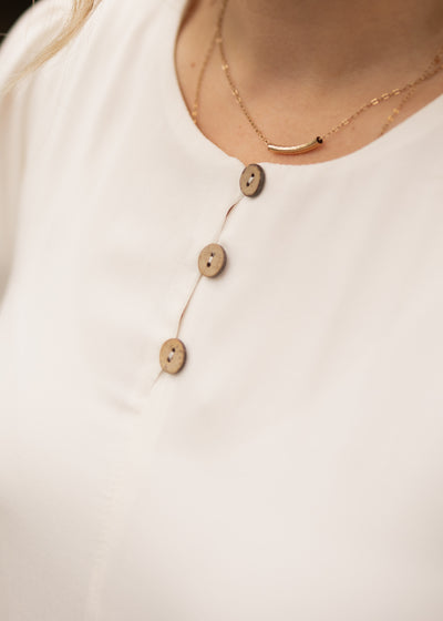 White dress with 3 buttons