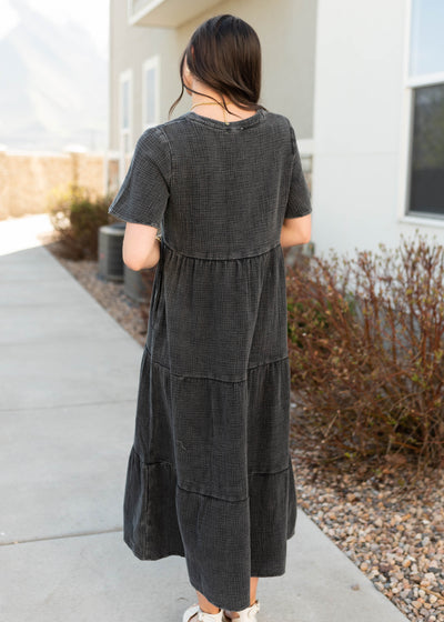 Back view of the black cotton dress