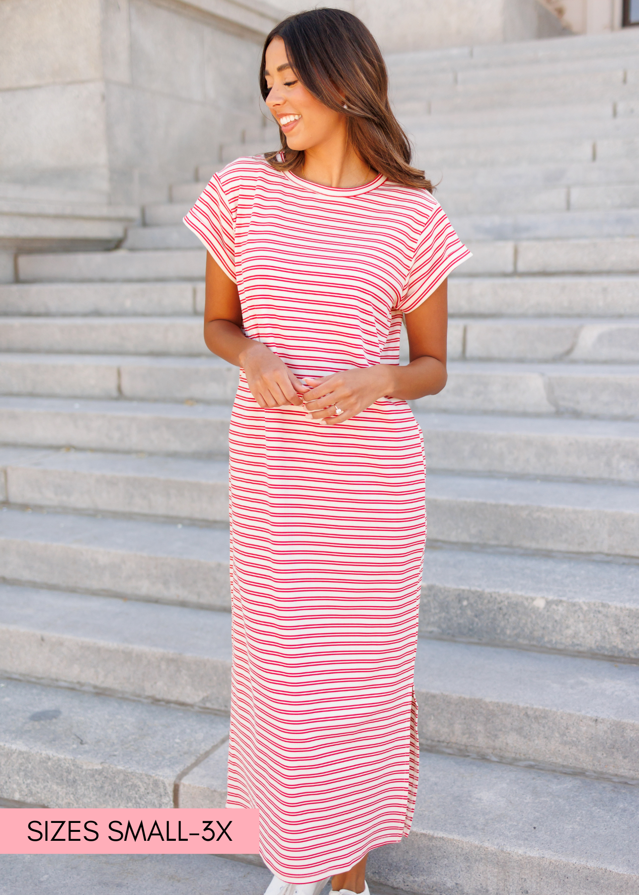 Red stirpe t-shirt dress