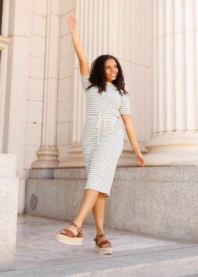 Kailey Green Striped Jersey Skirt
