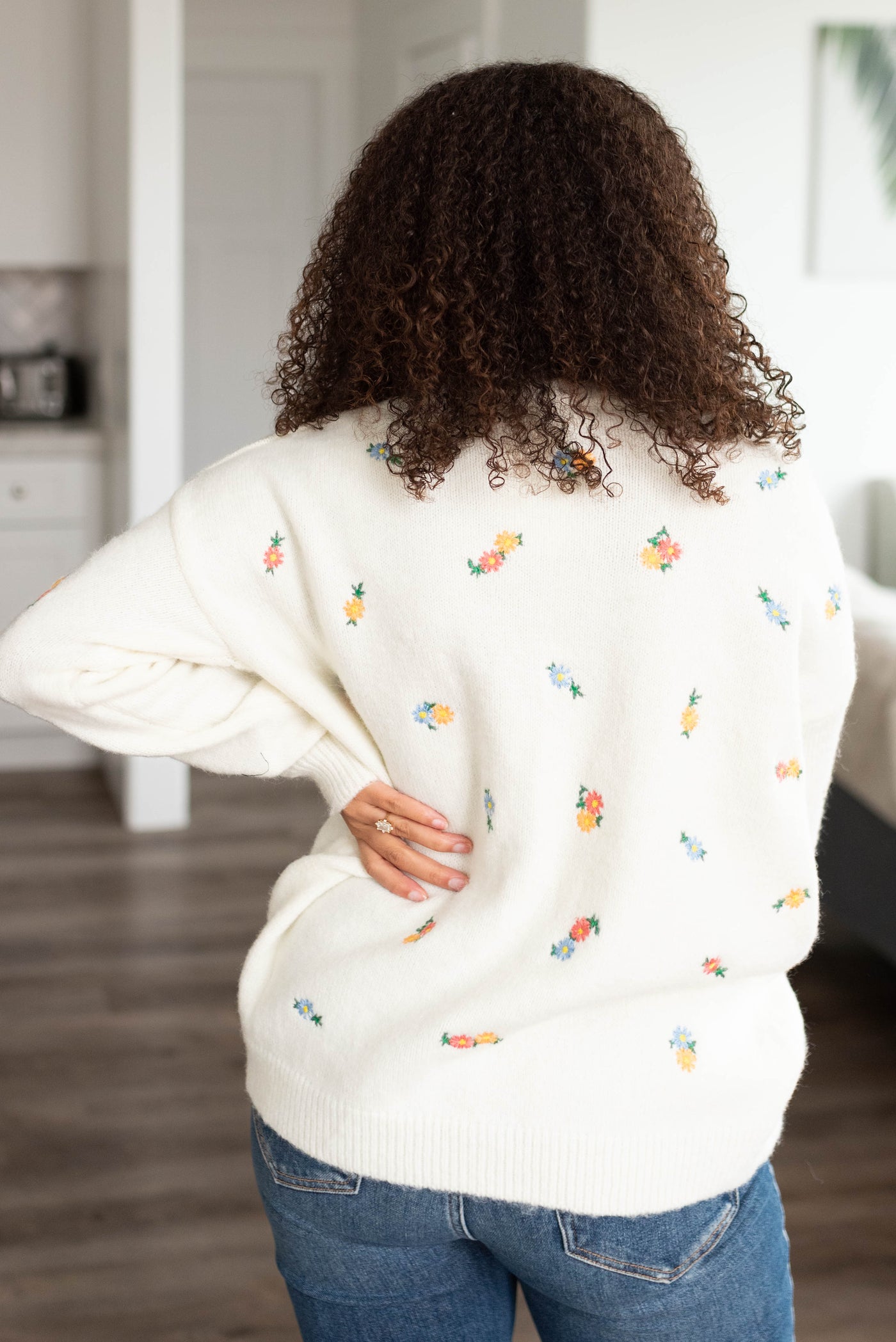Kali Ivory Floral Embroidered Sweater