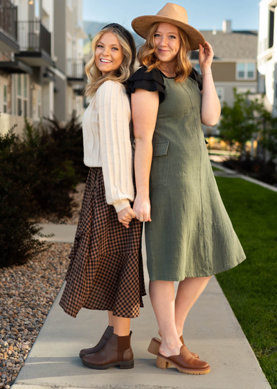Kamila Mocha Plaid Skirt