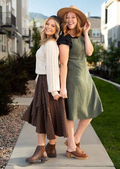 Kamila Mocha Plaid Skirt