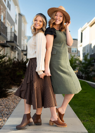 Kamila Mocha Plaid Skirt
