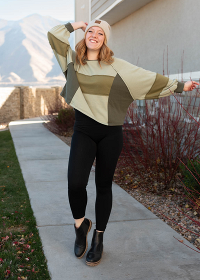 Long sleeve olive block sweater