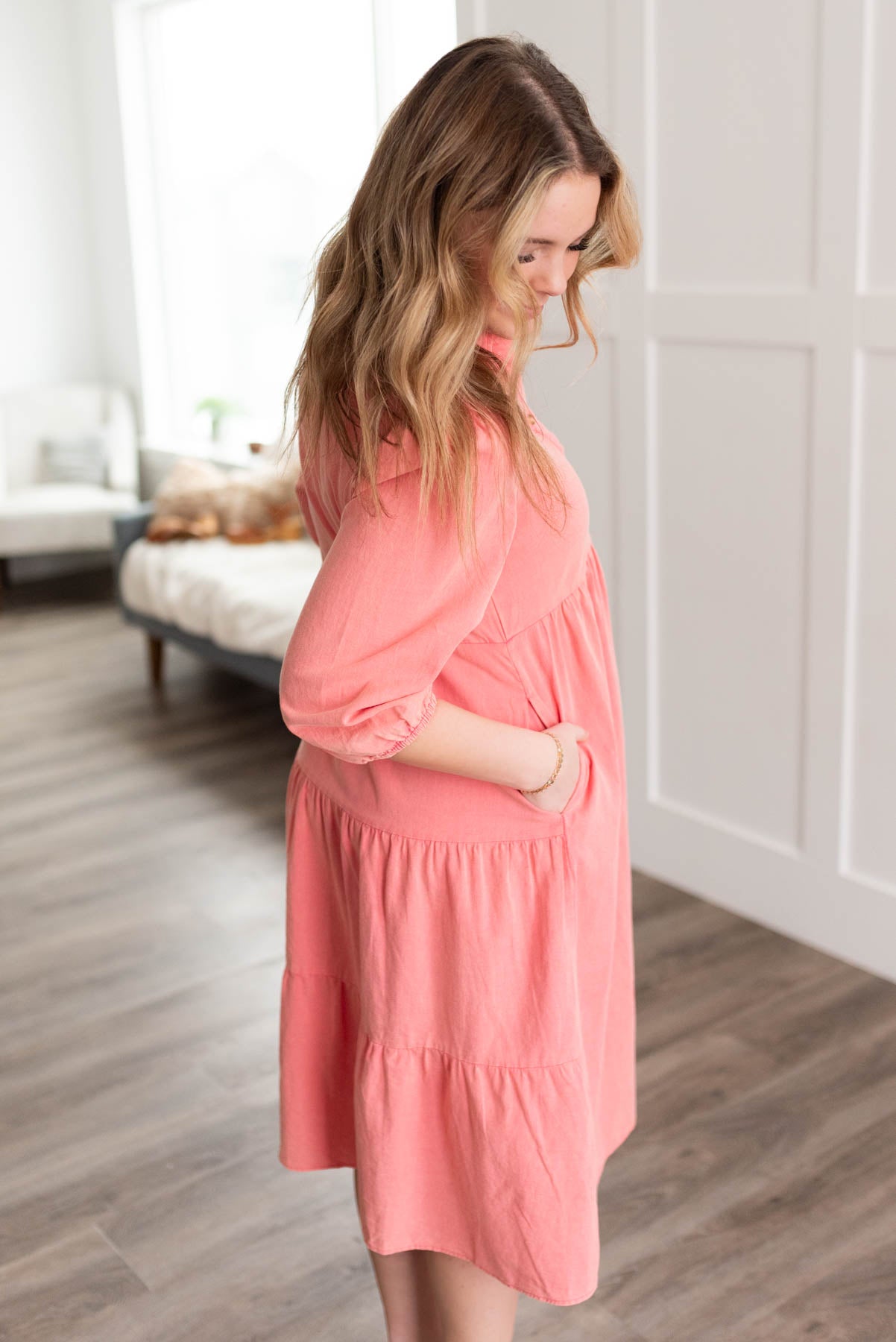 Karlee Pink Button Down Dress