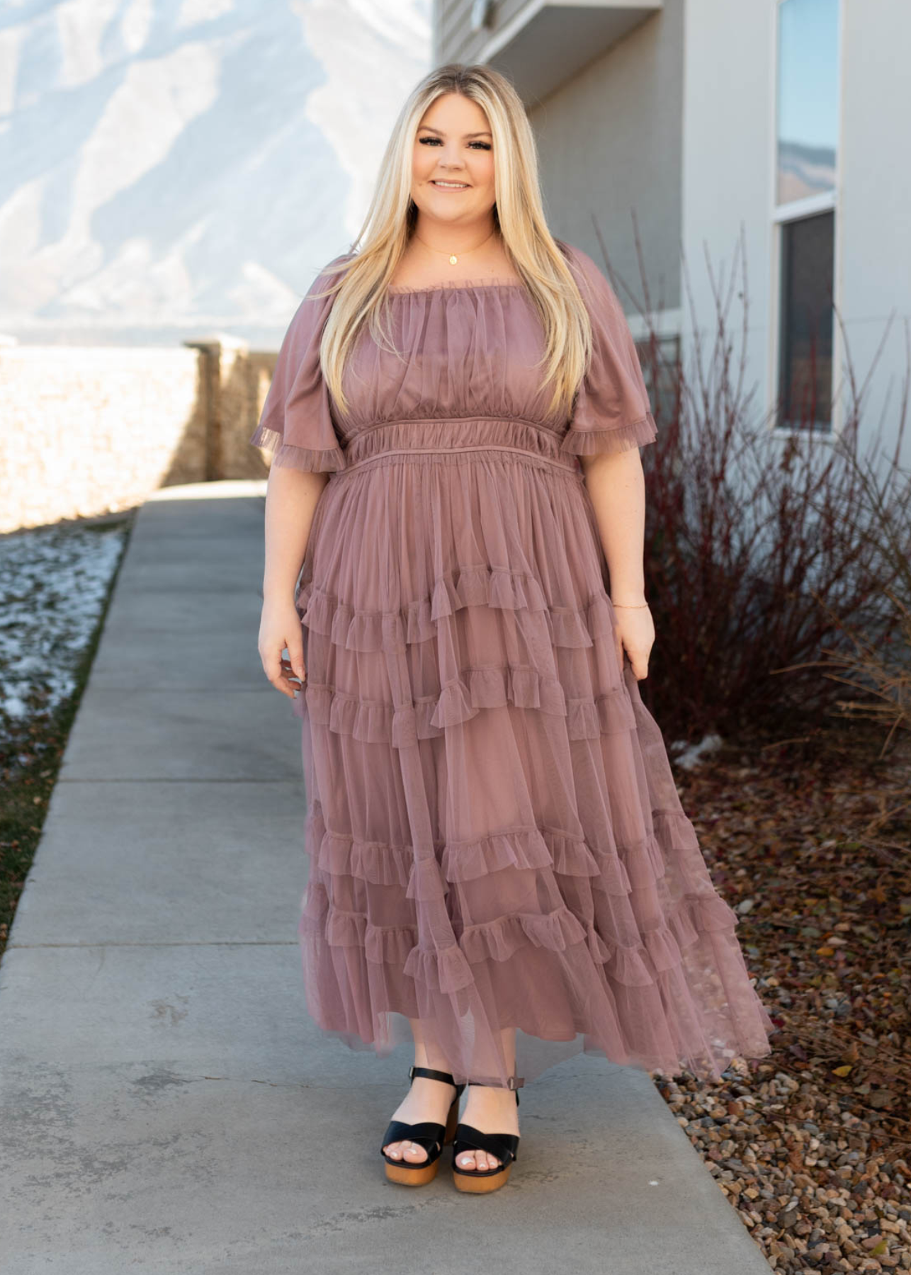 Plus size dusty lavender maxi dress