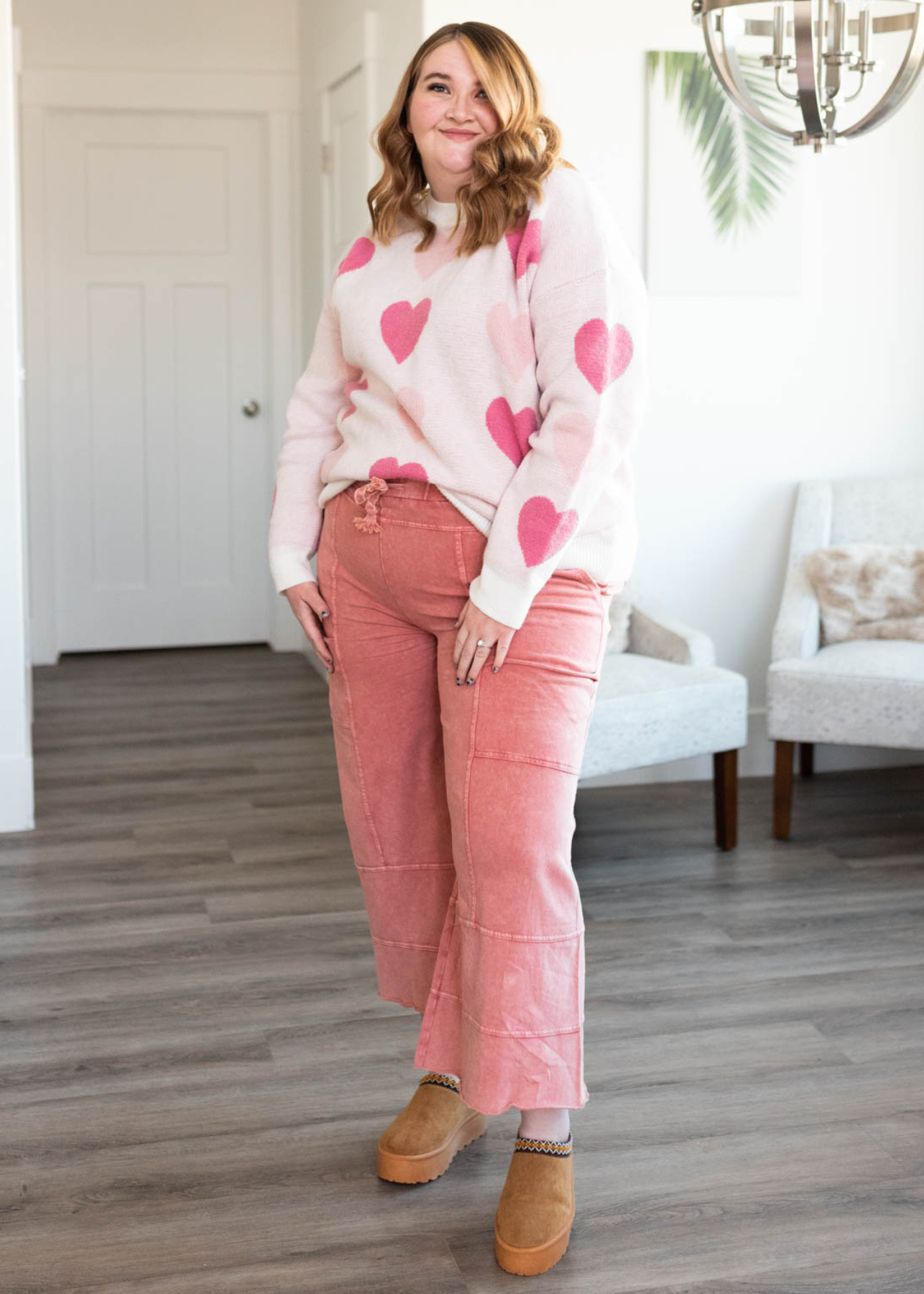 Kaylie Pink Heart Sweater