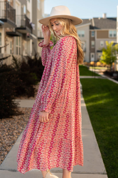 Side view of a pink dress