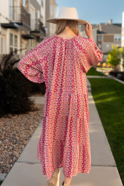 Back view of a pink dress