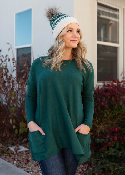 Hunter green pocket sweater