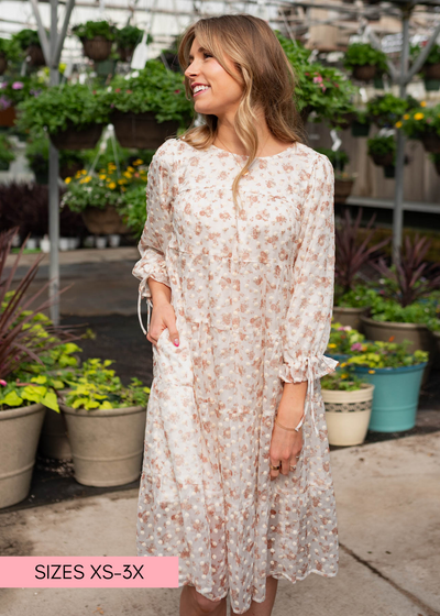 Cream floral dot dress