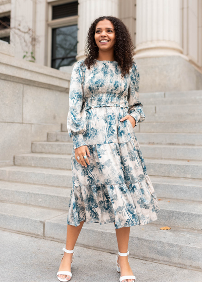 Beige floral dress