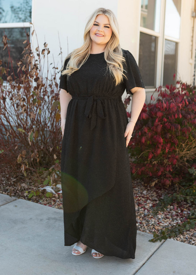 Plus size sparkle maxi wrap dress