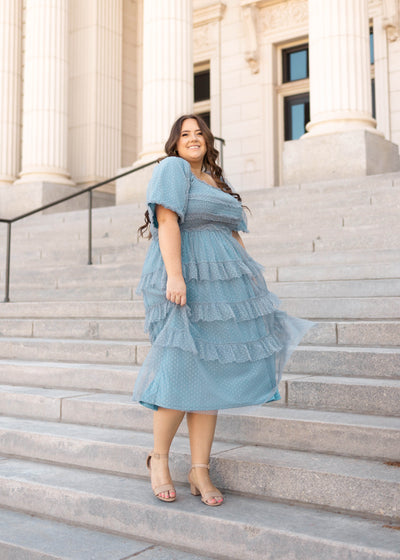 Plus size dusty blue dress